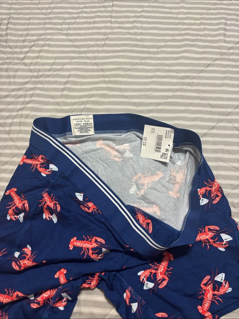 American Eagle Outfitters Navy Boxer Briefs with Red Lobster Print